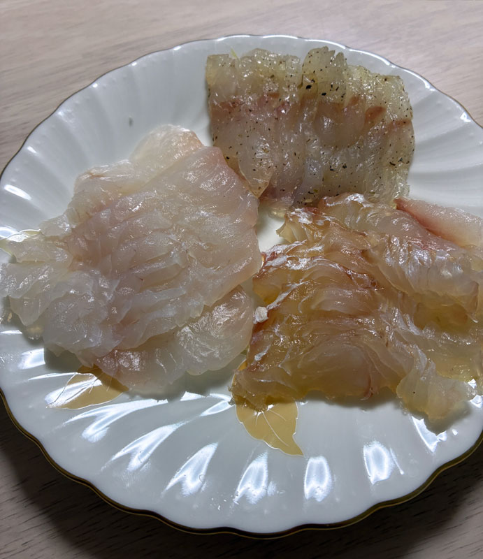 ヒラメの刺身三種