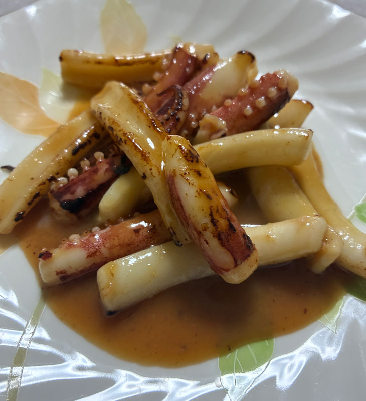 イカの味噌ソース炒め